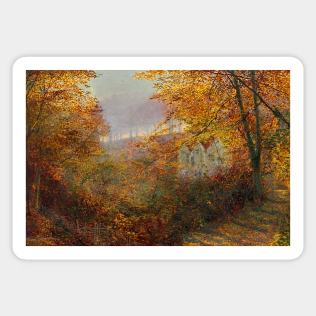A House in a Clearing by John Atkinson Grimshaw Sticker by Classic Art Stall